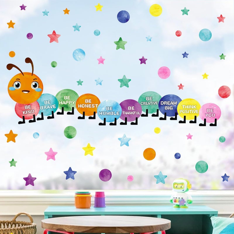 Kasubeso Watercolor Inspirational Wall Sticker, Multicolor Polka Dot Star Wall decal, Removable Motivational Quote Be Kind Be Happy Wall Art for Playroom Classroom Nursery Preschool Daycare Decoration - Image 4